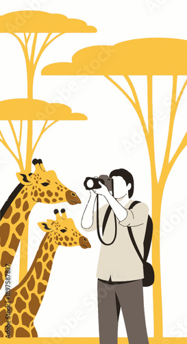 Adventurous Photographer Captures Majestic Giraffes in African Savannah Landscape