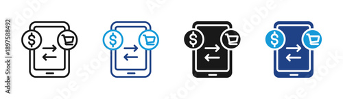 Mobile Transfer icon set multiple style collection