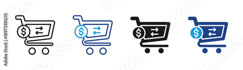 Shopping Cart icon set multiple style collection