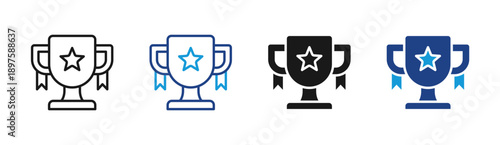 Achievement icon set multiple style collection