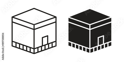 Kaaba icon outline vector set. icon vector isolated on white background. EPS 10