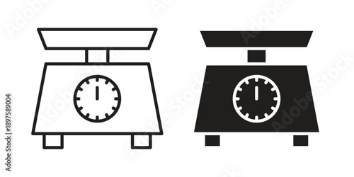 Kitchen scales icon outline vector set. icon vector isolated on white background. EPS 10