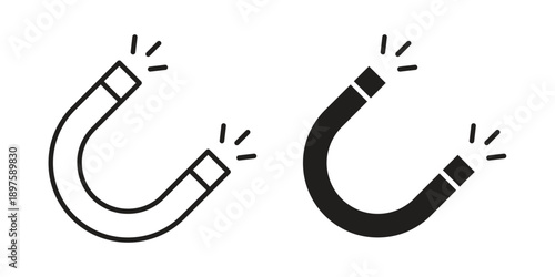 Magnet icon outline vector set. icon vector isolated on white background. EPS 10