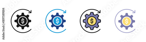 Process Automation icon set multiple style collection