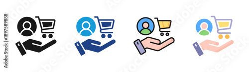 Customer Shopping icon set multiple style collection