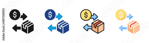 Product Return icon set multiple style collection