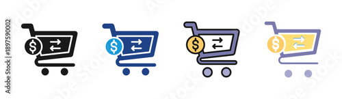 Shopping Cart icon set multiple style collection