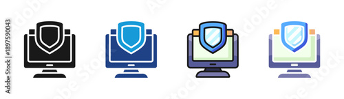 Cybersecurity icon set multiple style collection