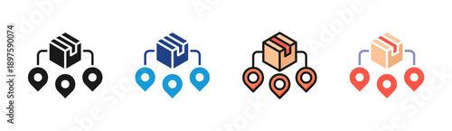 Distribution icon set multiple style collection