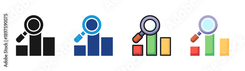 Market Analysis icon set multiple style collection
