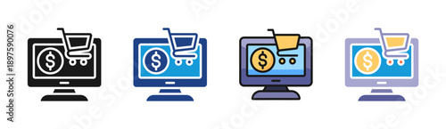 Ecommerce icon set multiple style collection