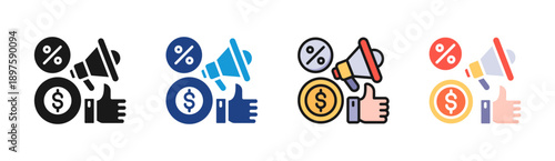 Marketing Approval icon set multiple style collection