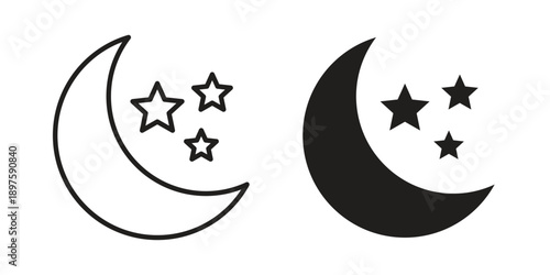 Night icon outline vector set. icon vector isolated on white background. EPS 10