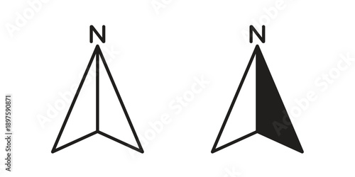 North icon outline vector set. icon vector isolated on white background. EPS 10