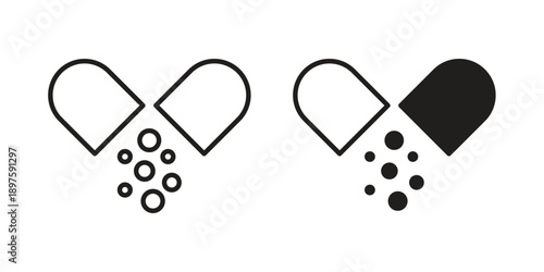 Open Capsule icon outline vector set. icon vector isolated on white background. EPS 10