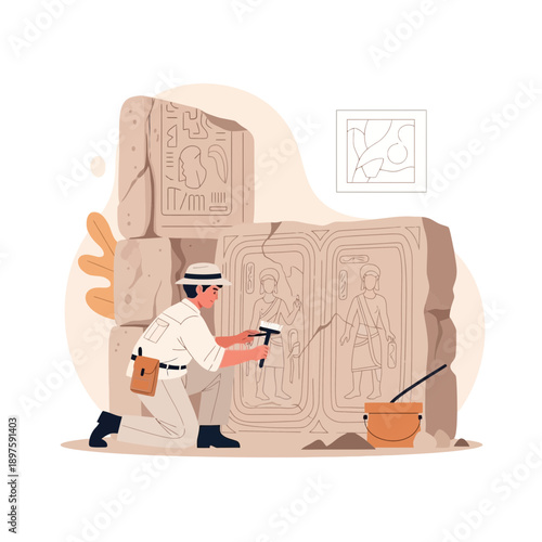 Ancient Egyptian Hieroglyphic Carving Discovery by Archaeologist