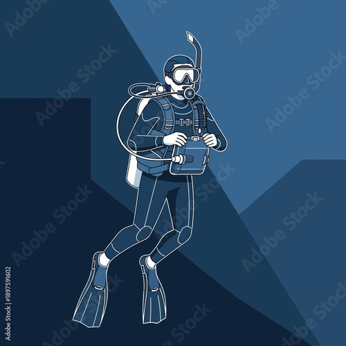 Aquatic Exploration Adventurer Underwater Dive Suit Discovering Deep Ocean Depths
