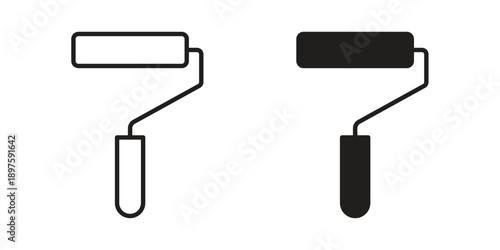 Paint roller icon outline vector set. icon vector isolated on white background. EPS 10