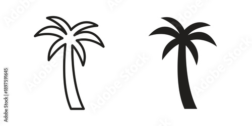 Palm tree icon outline vector set. icon vector isolated on white background. EPS 10