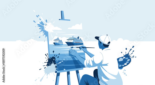 Artist Captures Majestic Cruise Ships On Canvas With Vibrant Brushstrokes