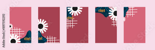 Floral wedding invitation card set with assorted botanical designs