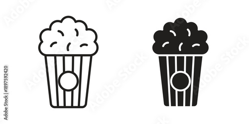 Popcorn icon outline vector set. icon vector isolated on white background. EPS 10