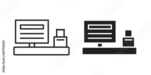 POS system icon outline vector set. icon vector isolated on white background. EPS 10