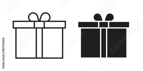 Present box icon outline vector set. icon vector isolated on white background. EPS 10