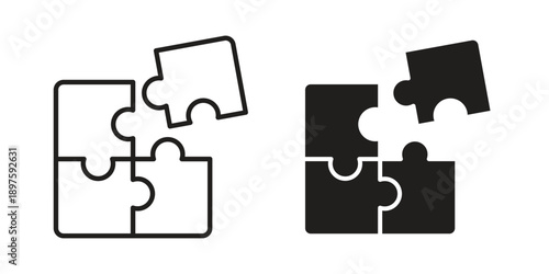 Puzzle icon outline vector set. icon vector isolated on white background. EPS 10