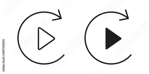 Replay icon outline vector set. icon vector isolated on white background. EPS 10