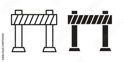 Roadblock icon outline vector set. icon vector isolated on white background. EPS 10