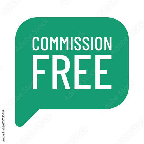 Vibrant Green COMMISSION FREE Promotional Badge Vector for Financial Trading, Real Estate, and Service Marketing isolated on white - High Quality Stock Illustration