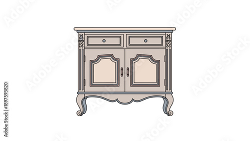 Elegant vintage cabinet with decorative details on classic wooden design