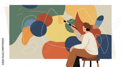 Artist Creates Abstract Masterpiece With Brushstrokes And Vibrant Colors