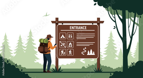 Backpacker Consulting Trail Entrance Signage Instructions With Smartphone