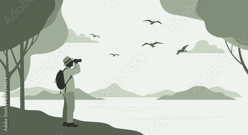 Bird Watching Expedition Across Scenic Lake and Mountains