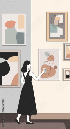 Artistic Appreciation Modern Gallery Visit Showing Abstract Pieces