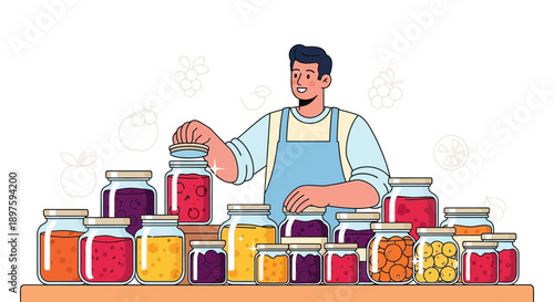 Artistic Homemade Preserves Creation With Fresh Fruit Varieties