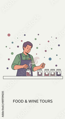 Artistic Representation Of A Sommelier Conducting A Flavorful Tasting Experience With Guests