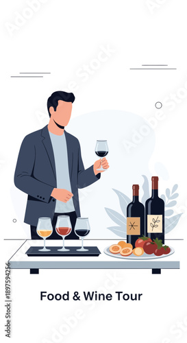 Artistic Representation Of A Sommelier Guided Culinary Journey And Wine Tasting Experience