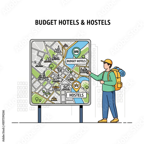 Budget Accommodation Search On City Map For Traveler