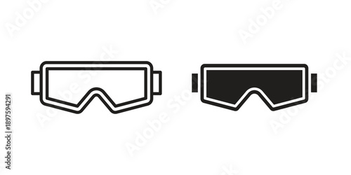 Ski goggles icon outline vector set. icon vector isolated on white background. EPS 10