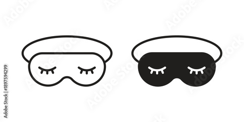 Sleeping mask icon outline vector set. icon vector isolated on white background. EPS 10