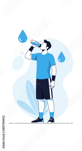 Athletic Man Hydrating After Intense Workout Session