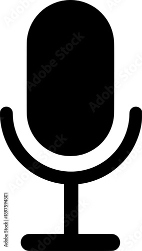 Black Microphone Icon. Voice Recording Audio Mic symbol 