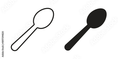 Spoon icon outline vector set. icon vector isolated on white background. EPS 10