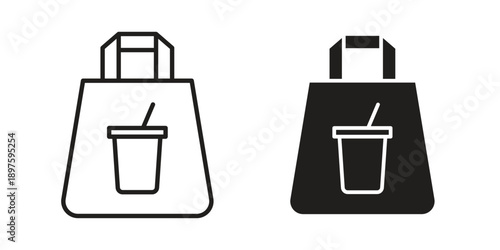 Take away food icon outline vector set. icon vector isolated on white background. EPS 10