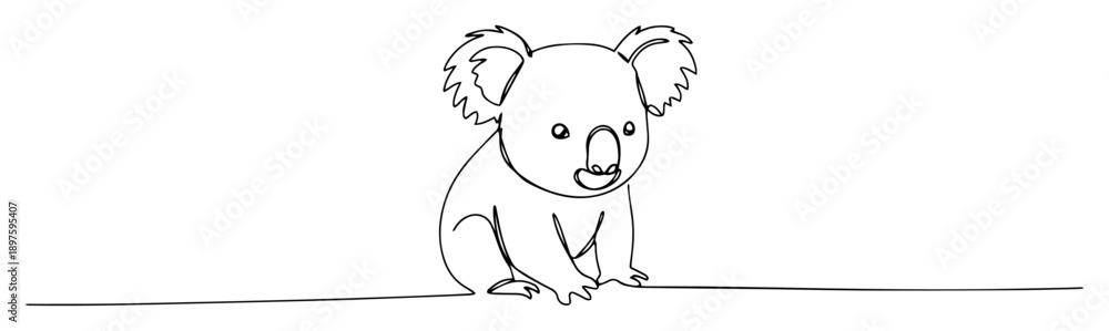 Obraz premium koala sitting line art minimal illustration