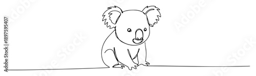 koala sitting line art minimal illustration