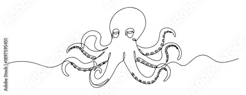 octopus underwater line art drawing